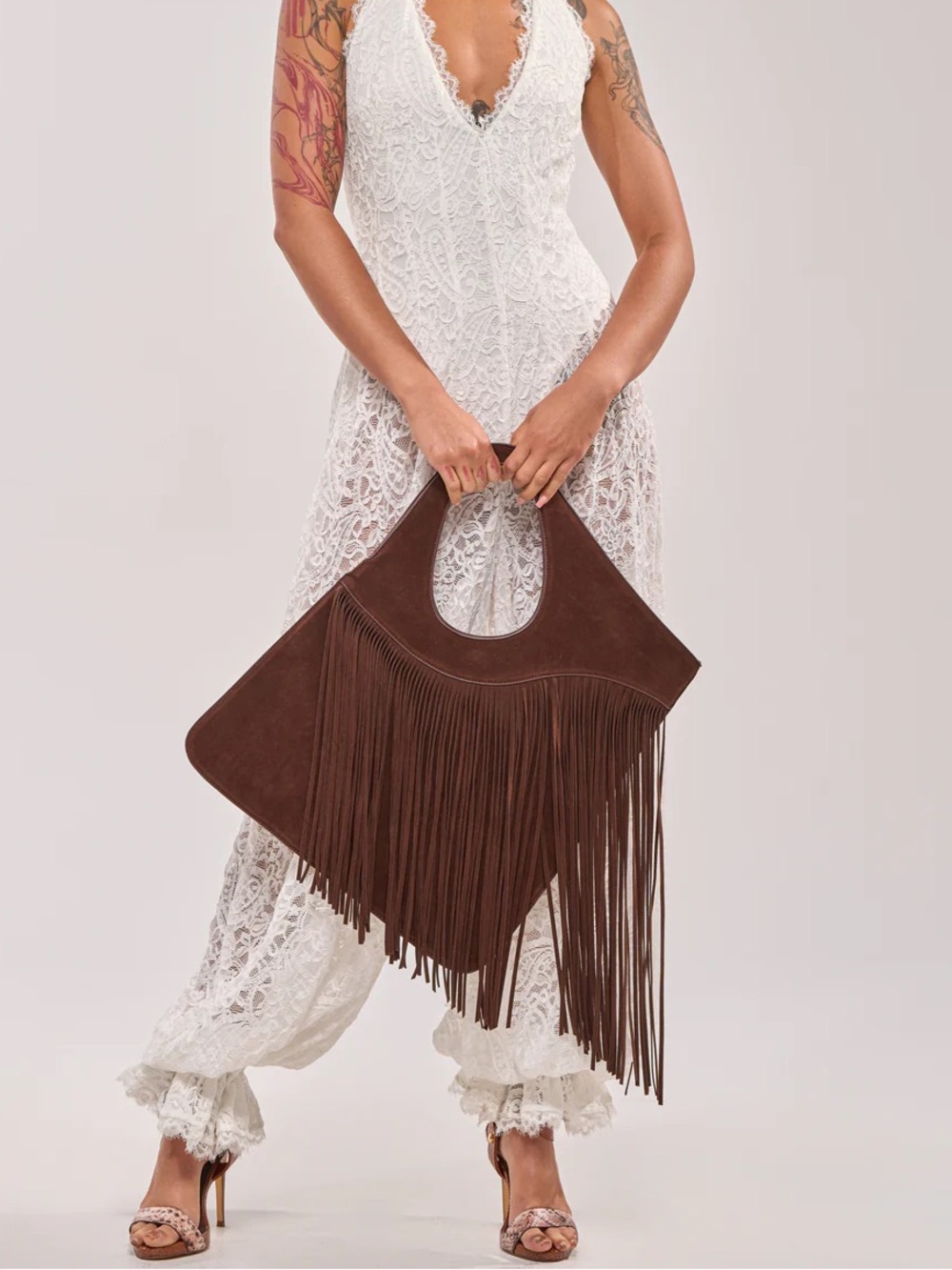 *NEW* Fringed Brown Suede Tote Bag